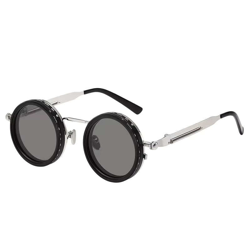 Round Polarized Sunglasses with Built-In ND Filter UV400 Lens Adjustable Brightness and Light