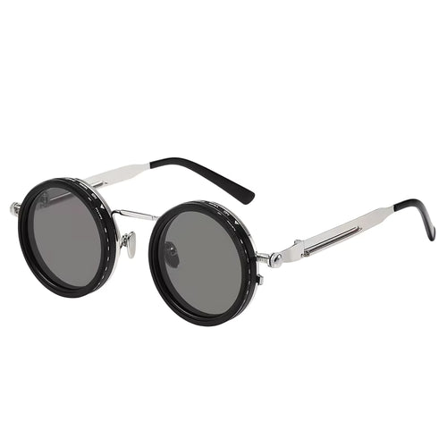 Round Polarized Sunglasses with Built-In ND Filter UV400 Lens Adjustable Brightness and Light