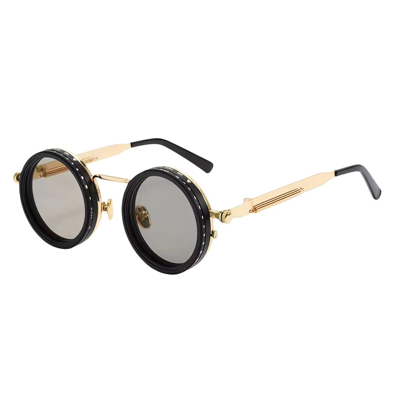 Round Polarized Sunglasses with Built-In ND Filter UV400 Lens Adjustable Brightness and Light
