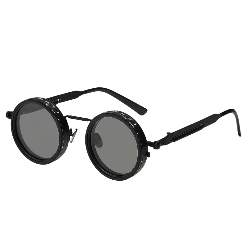 Round Polarized Sunglasses with Built-In ND Filter UV400 Lens Adjustable Brightness and Light