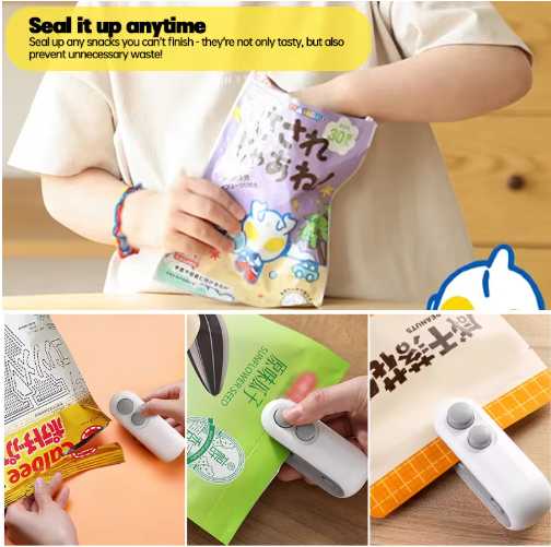 Portable Mini Sealing Machine 2-in-1 Snack Plastic Bag Heat Sealing Machine