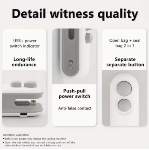 Portable Mini Sealing Machine 2-in-1 Snack Plastic Bag Heat Sealing Machine